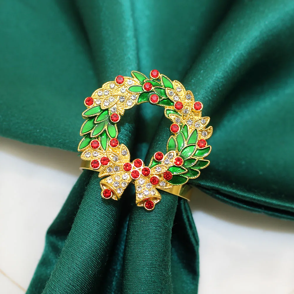 8Pcs Mixed Christmas Napkin Rings Set Candy Cane Deer Socks Bow Wreath Xmas Tree Napkin Holder for Christmas  Party Table Decor