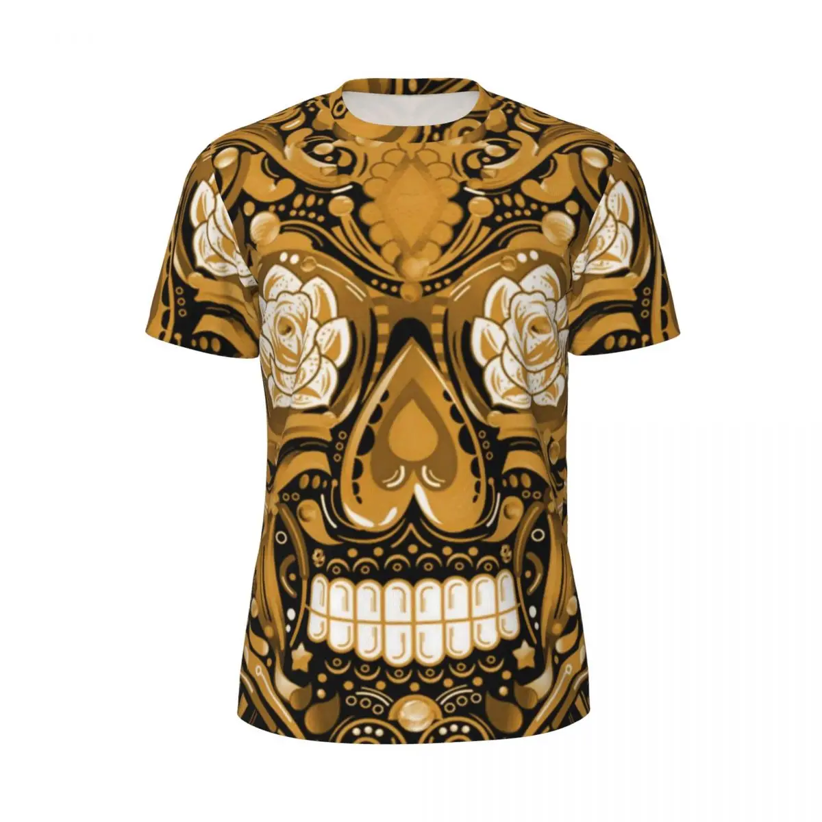 브론즈 스팀펑크 슈가 해골 힙합 운동복 티셔츠, 반팔 속건성 티셔츠, 여름 스트리트웨어, 오버사이즈 티