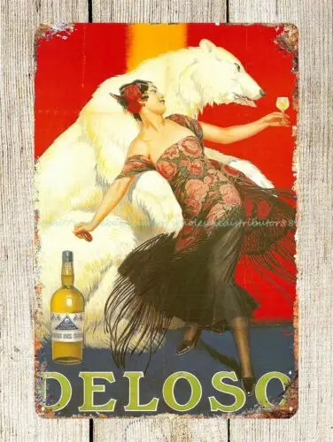 art decor Deloso Spanish Liqueur Advertisement Alcohol Suds Keg metal tin sign