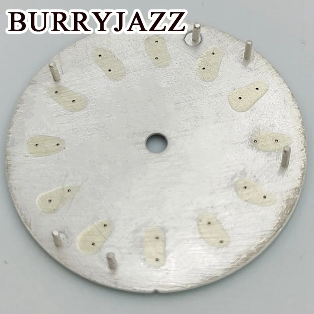 قرص ساعة من Burryjazz مضيء ، بدون شعار ، قرص أزرق وأخضر ووردي ، الساعة 3: 00 ، علبة ساعة التاج ، ، من من نوع NH35 4R35 NH34 #6