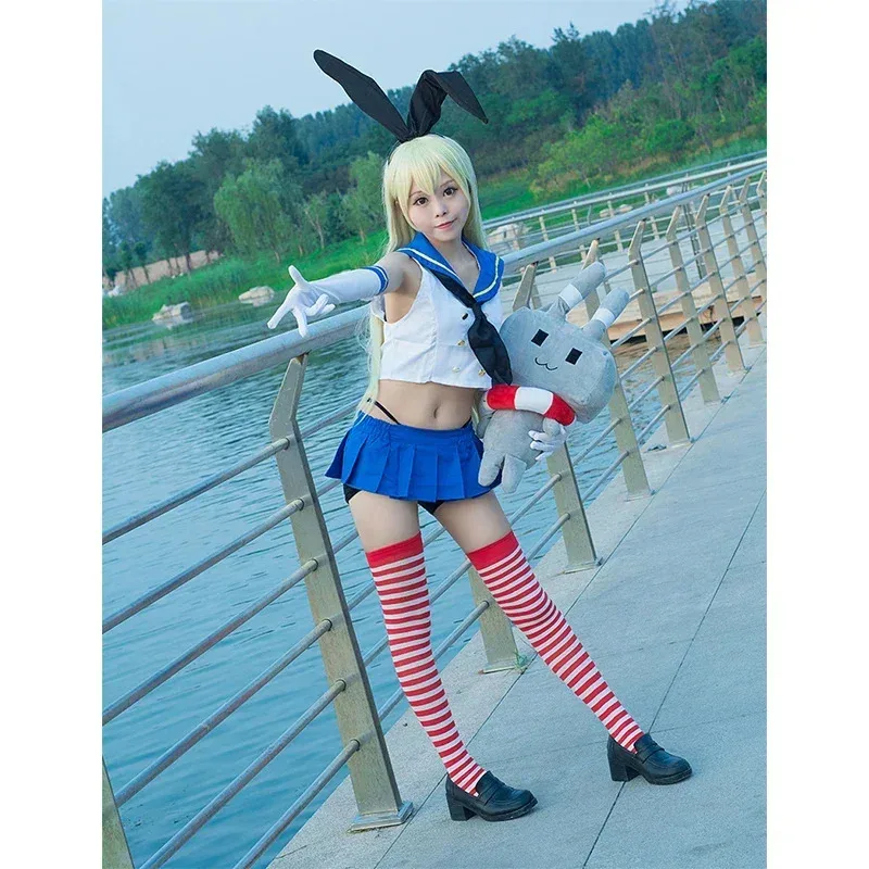 Colección Anime Kantai Shimakaze Cosplay JK uniformes de marinero mujer traje de falda Sexy disfraz de Halloween; 6'x, 9;y'