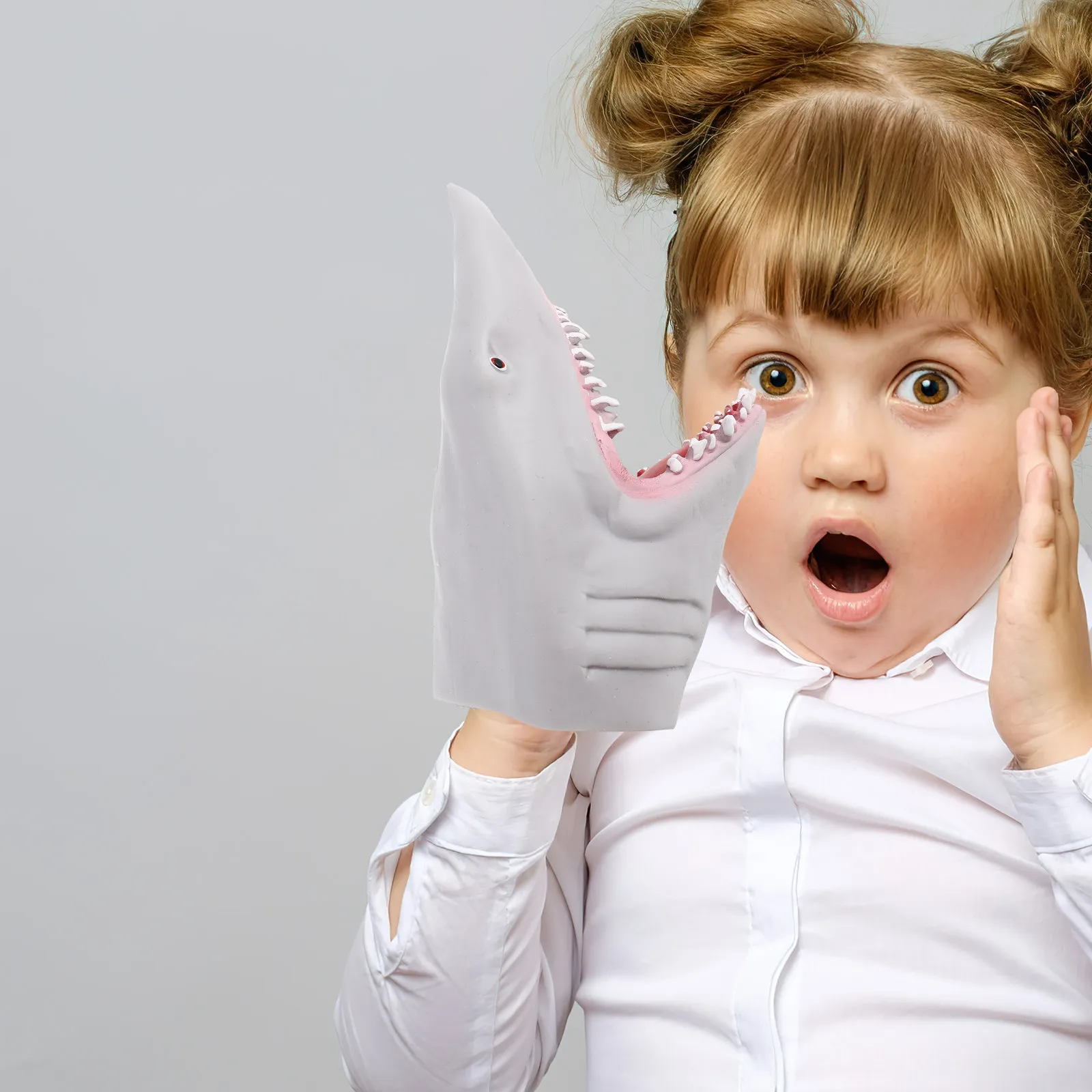 

Gray Shark Hand Puppet Reusable Animal Puppet for Storytelling Interactive Role Play Prop Creative Communication Skill