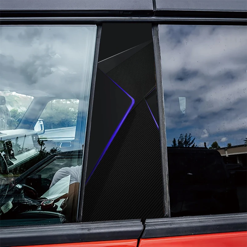 

2 pieces of automotive B-pillar stickers Angled Blue Edges Protective film, PVC material film