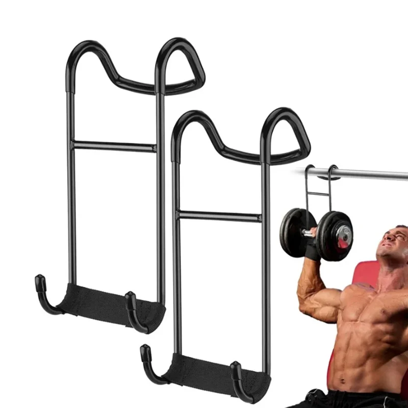 

A09F-2PCS Dumbbell Spotter Hooks Hangers Heavy Power Dumbbells Rack Attachments For Dumbbell Bench Press Hold Up 225LB Black