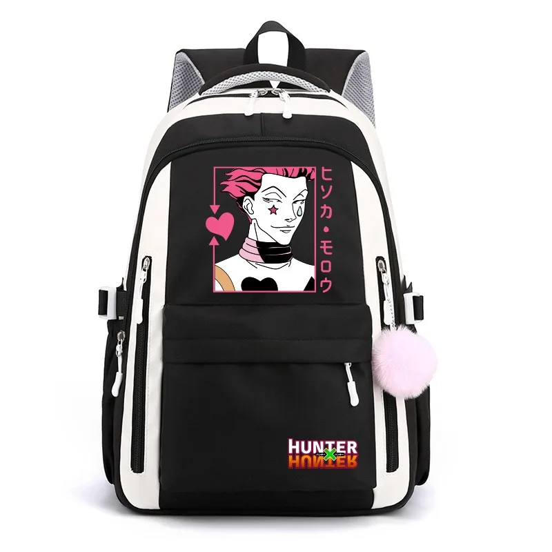 Breathable mesh, 30×42×23cm Black Blue Purple Pink, Hunter x Hunter, Student Kids Teens School Bags, Anime Backpacks Girls Boys