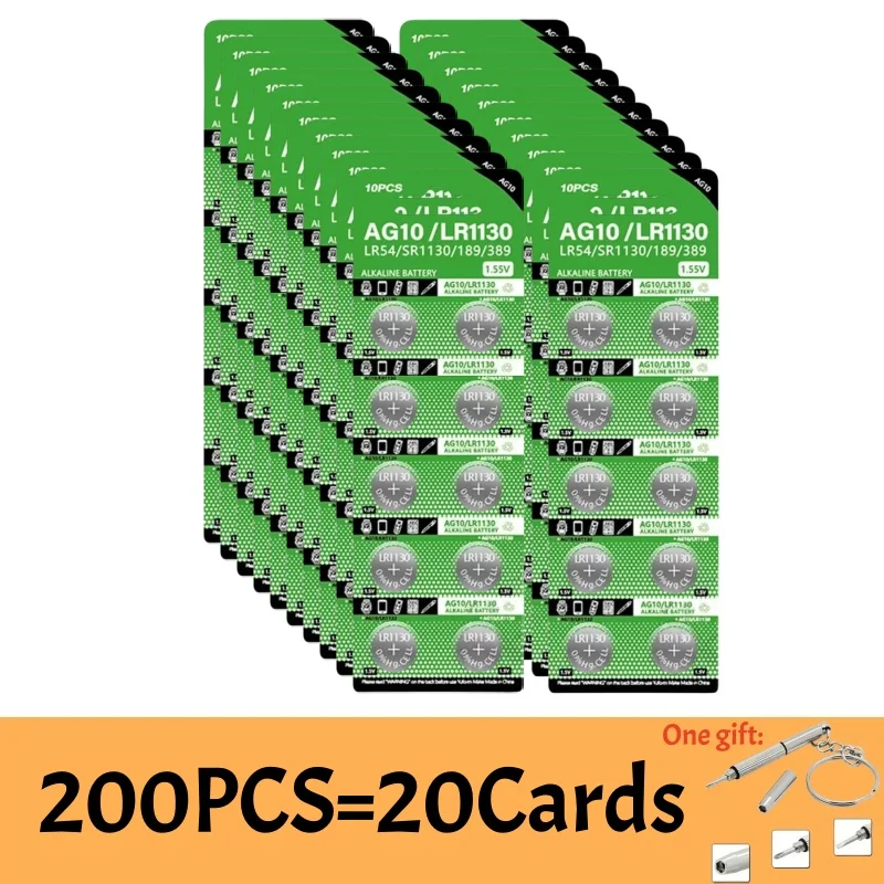10-200 SZTUK BATERII AG10 LR1130 LR54 Alkalicznych Guzikowych 389A L1131 D189 1.55V Do Zabawek Zegarków Kalkulatorów — zdjęcie produktu 6