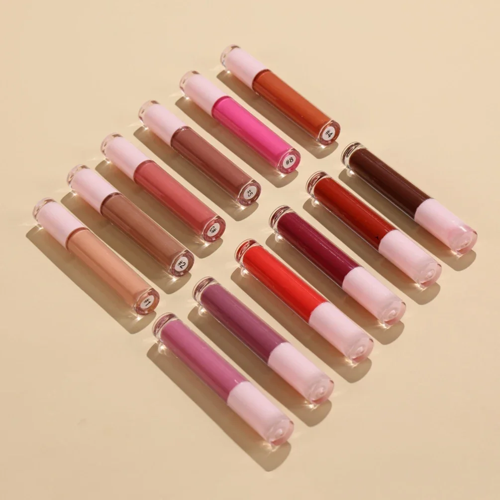 Private Label Wave Tube Lipgloss Custom Logo Matte Moisturizing Waterproof Non Stick Liquid Lipstick Pink Lid Makeup Wholesale