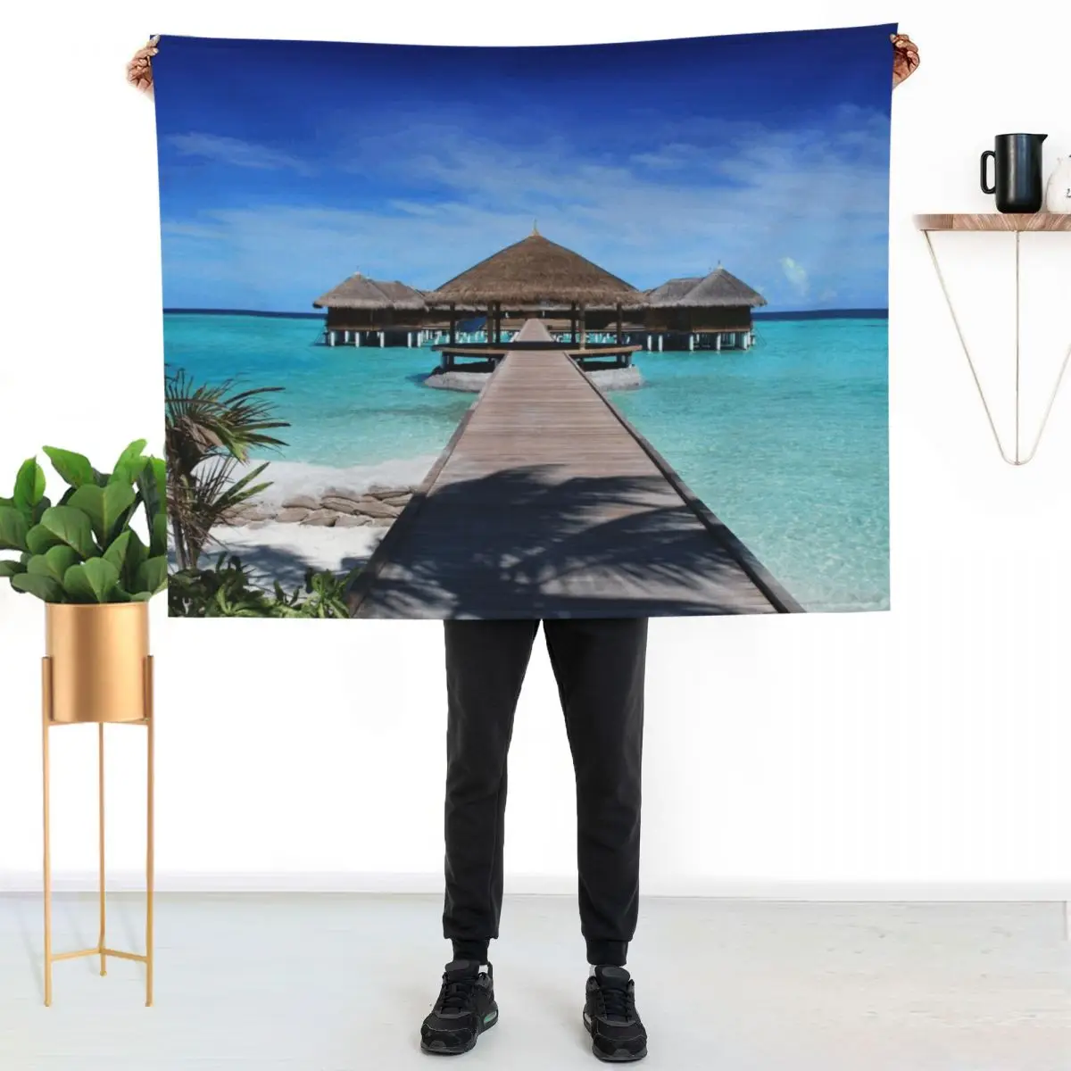 

Maldives beach Throw Blanket Spring Fall Cozy Throw Blanket for Couch