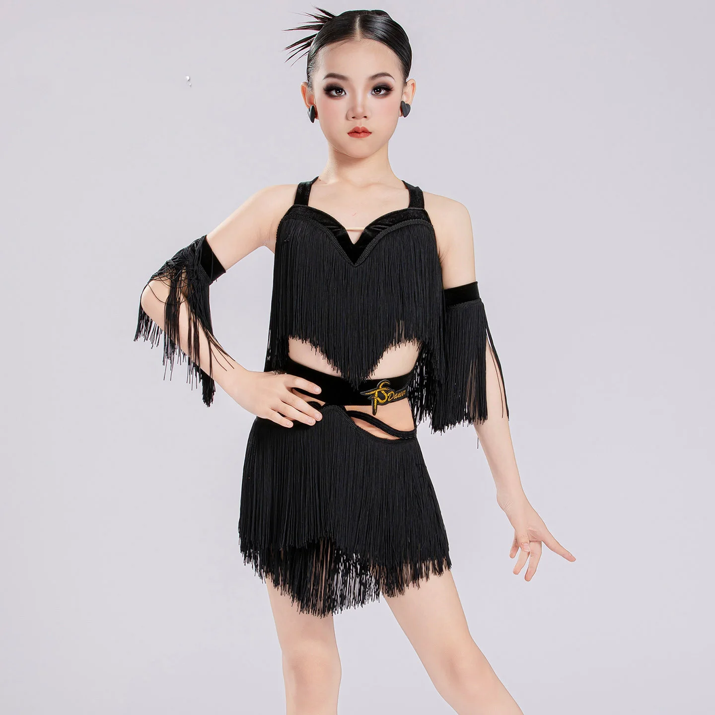 

Kids Chacha Samba Rumba Latin Dance Dress Competition Dresses Girls Halter Latin Dance Dress Child Stage Performance Costumes