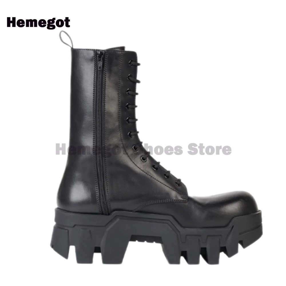 Platform Lace-up Gear Tank Boots British style boots Punk Goth Casual Shoes Male Botas Thick-soled Shoes Casual Party Shoes