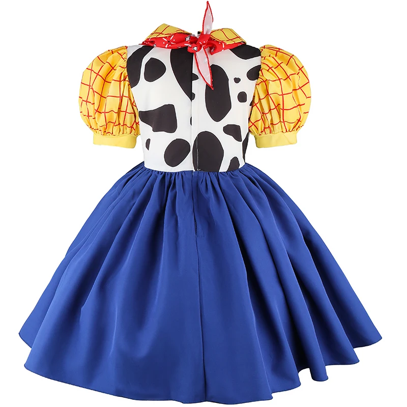 Cowgirl Woody Girls Jessie Princess Dress Costumes With Scarf Headwear For Kids Birthday Party Halloween Fancy Cowboy Outfits