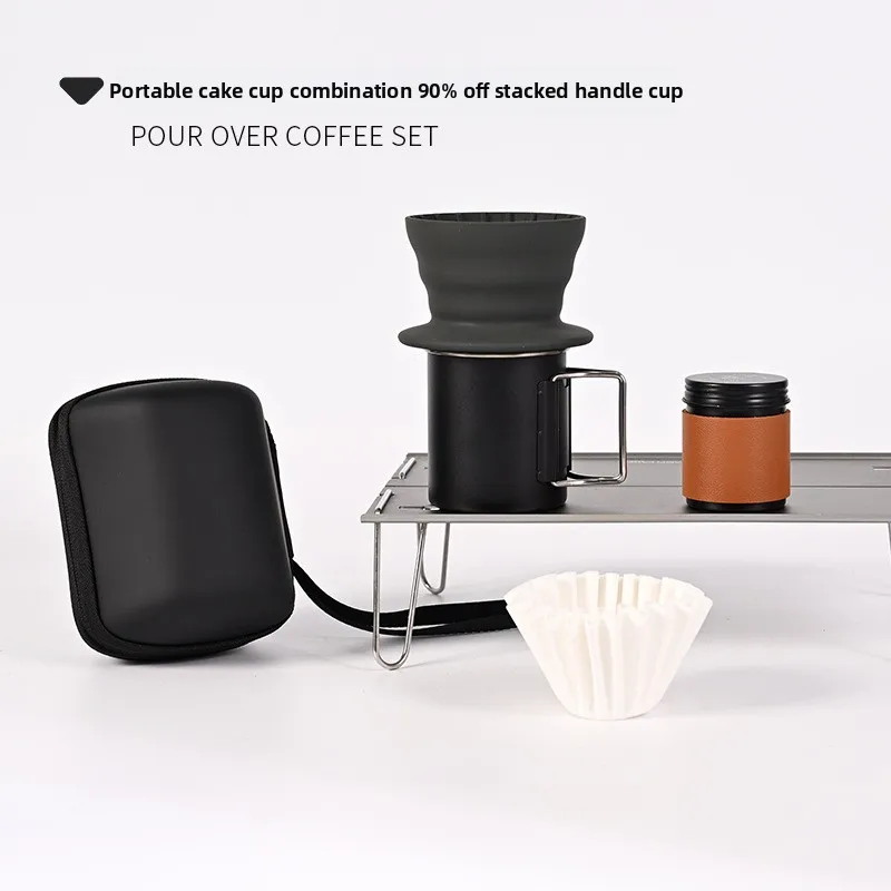 

2pcs a portable combination for outdoor activities, It includes a cake-shaped cupTravel Pour-over Coffee Set