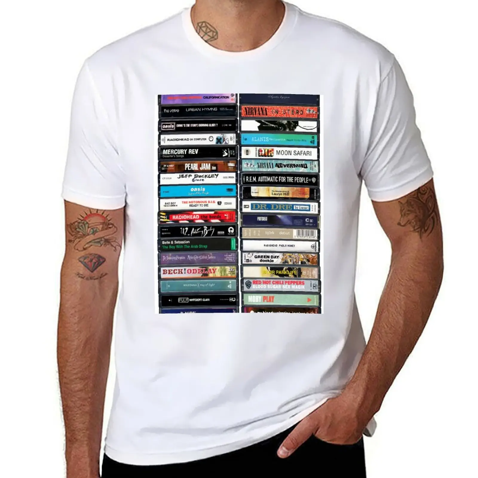

Greatest Albums of the 1990s - Vintage Cassette Print T-Shirt t shirt man cotton t shirts for man cotton funny