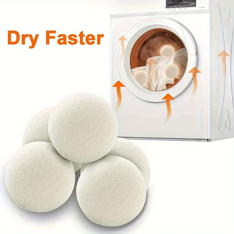 6 Individual Eco-Friendly Clothes Drying Balls - Hypoallergenic Fabric Softener Alternative, Reduce Wrinkles and Static Electric