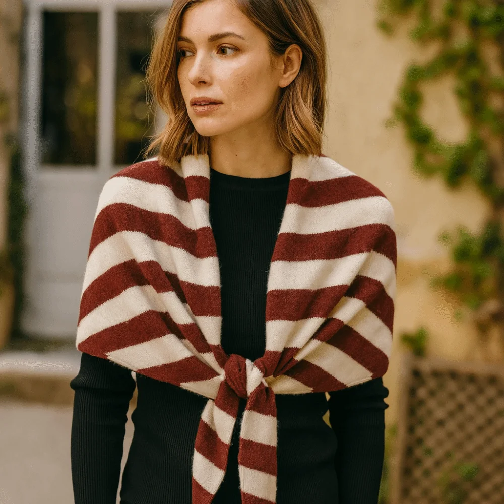 

Многофункциональный полосатый шарф в корейском стиле, кашемировая утолщенная зимняя шаль, ветрозащитный плюшевый вязаный треугольный шарф для женщин/мужчин