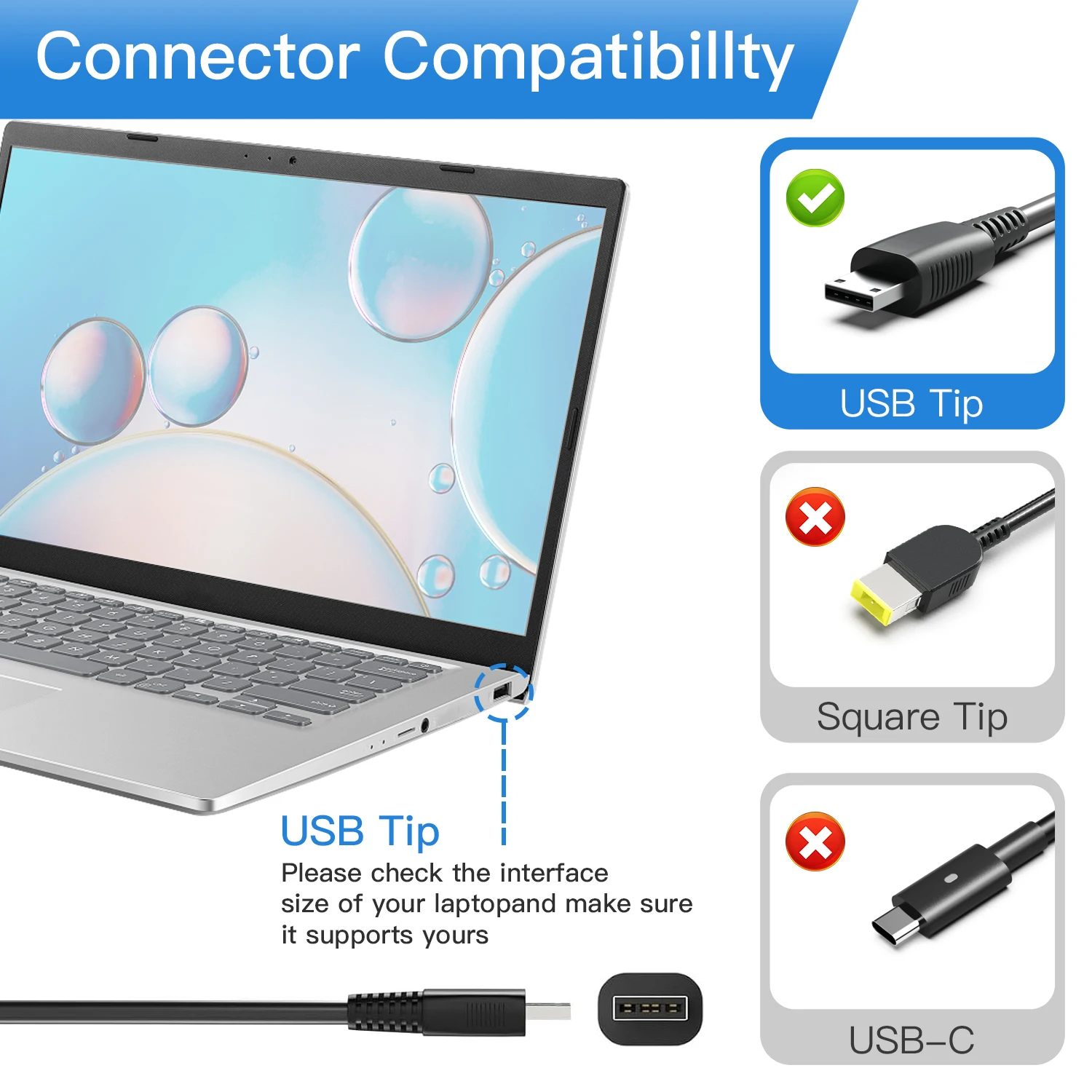 330W 20V16.5A Flat Port Power Adapter Suitable for Msi Titan 18 Gt76 Gt77Hx Notebook, Compatible with 19.5V16.9A Flat Port 8P Charging Cable