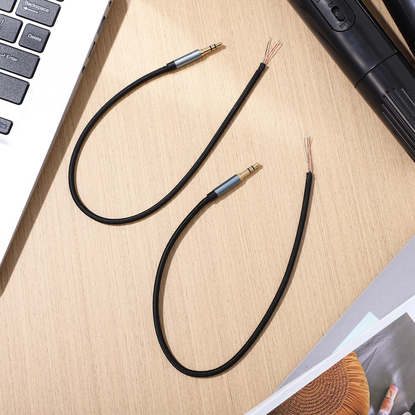 

2 pcs 30cm Braided Wire Audio Cable 3.5mm Jack Male to Female Headphone Cord Replacement Clear Sound High Fidelity