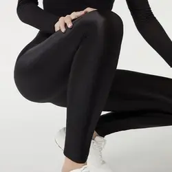 Leggings de yoga taille haute pour femmes, pantalons d'entraînement, bas assiste, noir brillant, grande taille