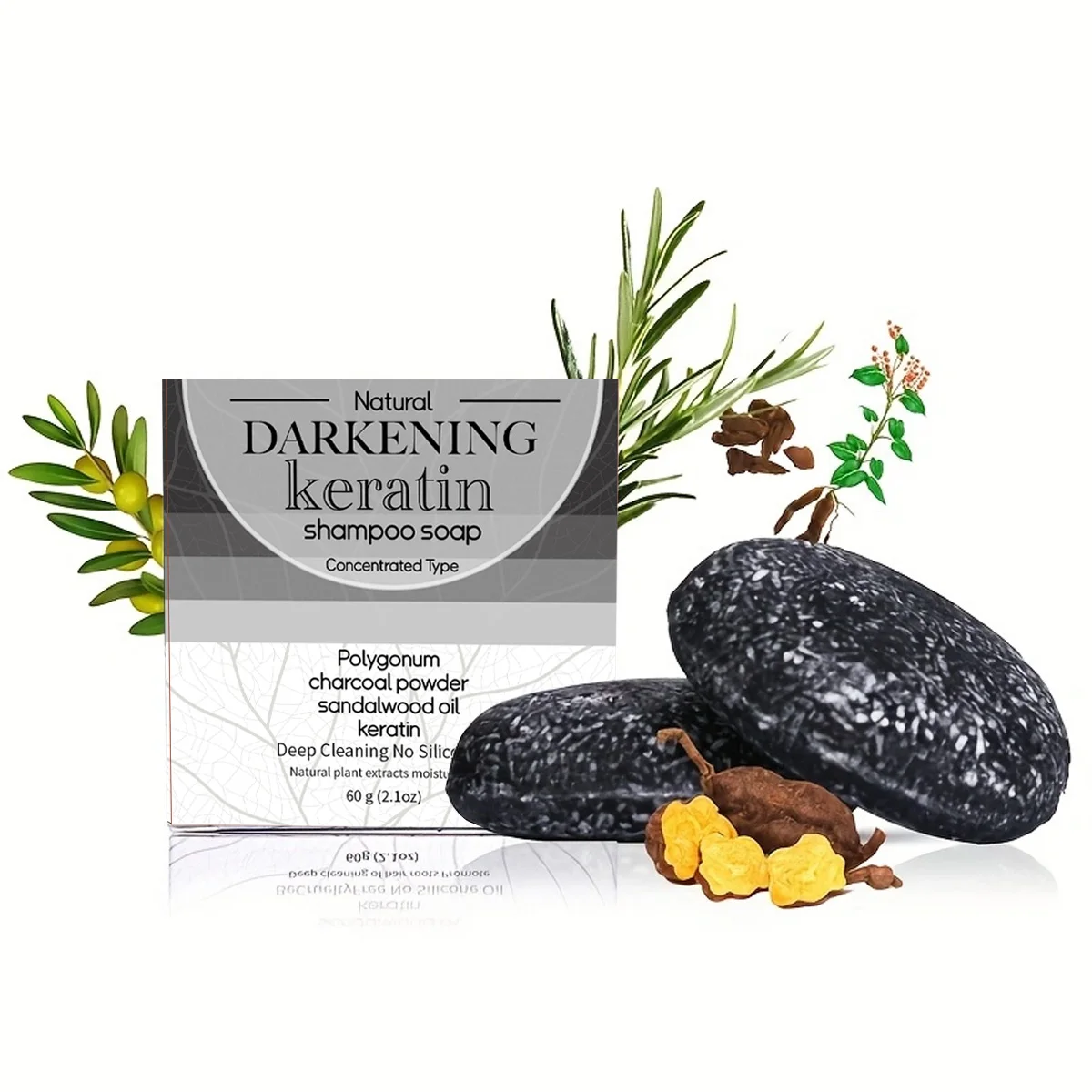 XF 60g Black Soap Solid Shampoo Organic Vegan Shampoo Bar for All Hair Types Made with Natural Oil view 5