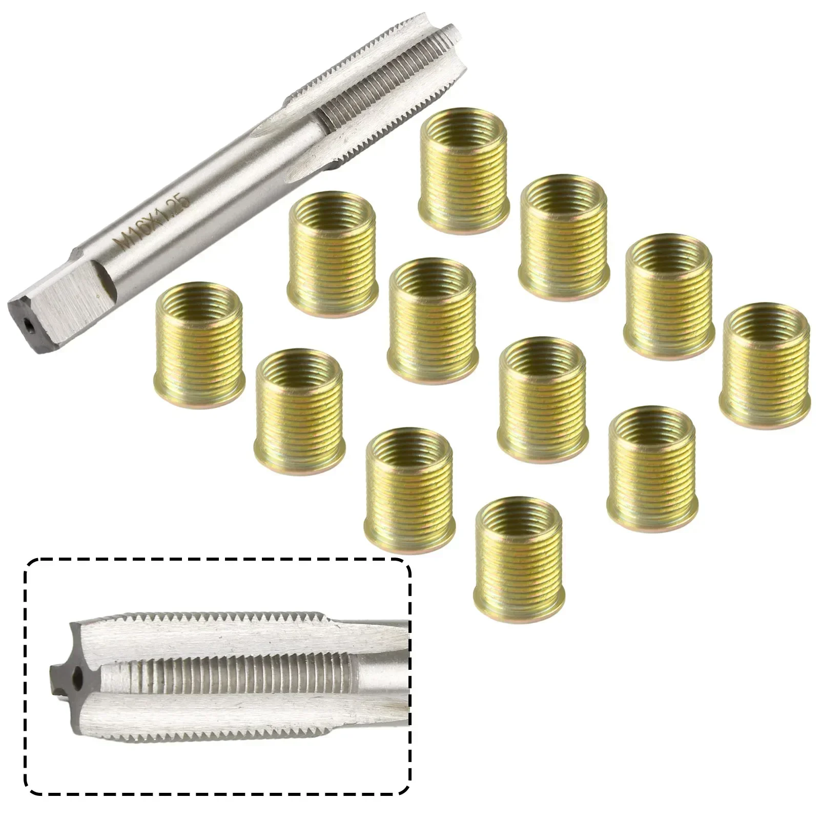 Thread Repairing Tools M16*1.25 Tap M14*1.25 Inserts Kit For Gasoline Engine Metal Repairing Metalworking Tools Accessories