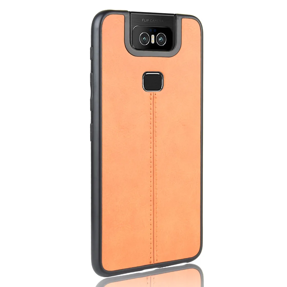 For Asus Zenfone 6Z ZS630KL Case Asus 6z Route Calfskin PU Leather Hard Phone Cover For Asus Zenfone 6 ZS630KL 2019 Back Case