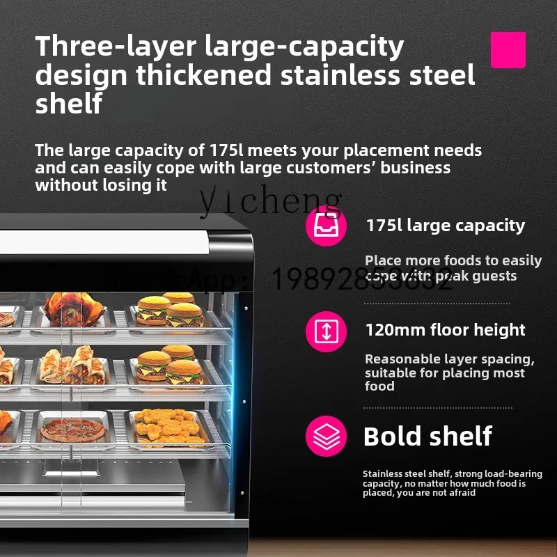 Commercial Insulation Display Cabinet Moisturizing Fried Chicken Burger Bread Food Heating Insulation Cabinet