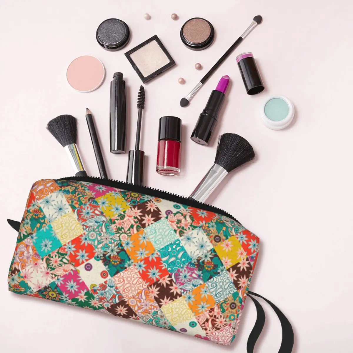 Sarilmak-bolsas de maquillaje de retazos, estuche organizador de maquillaje de viaje, gran capacidad, tendencia