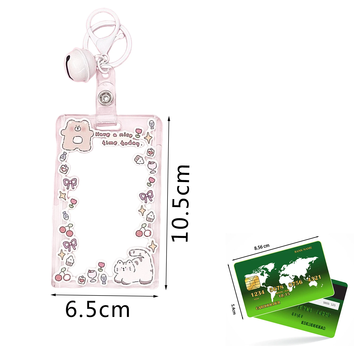 Fashion Acrylic Card Holder Beautiful Transparent Slide Cover Card Case Cartoon Pattern ID/IC Card Campus Card Protective Case