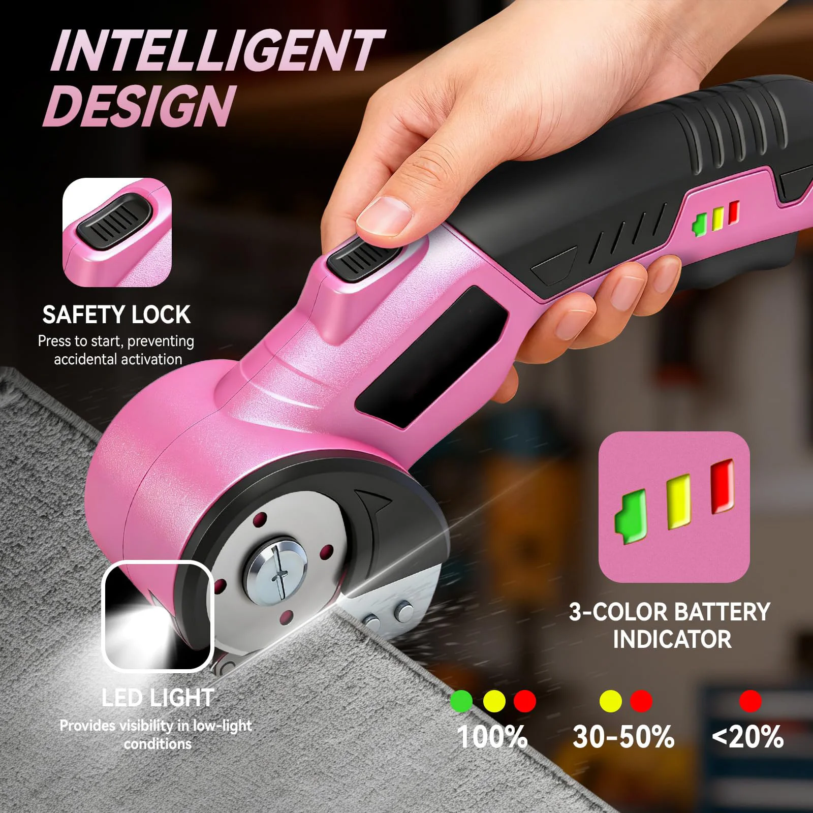 Cardboard Cutter Electric,Cordless Electric Scissors,Safety Lock & LED Light,for Fabric Carpet Carton Plastic Leather Cloth