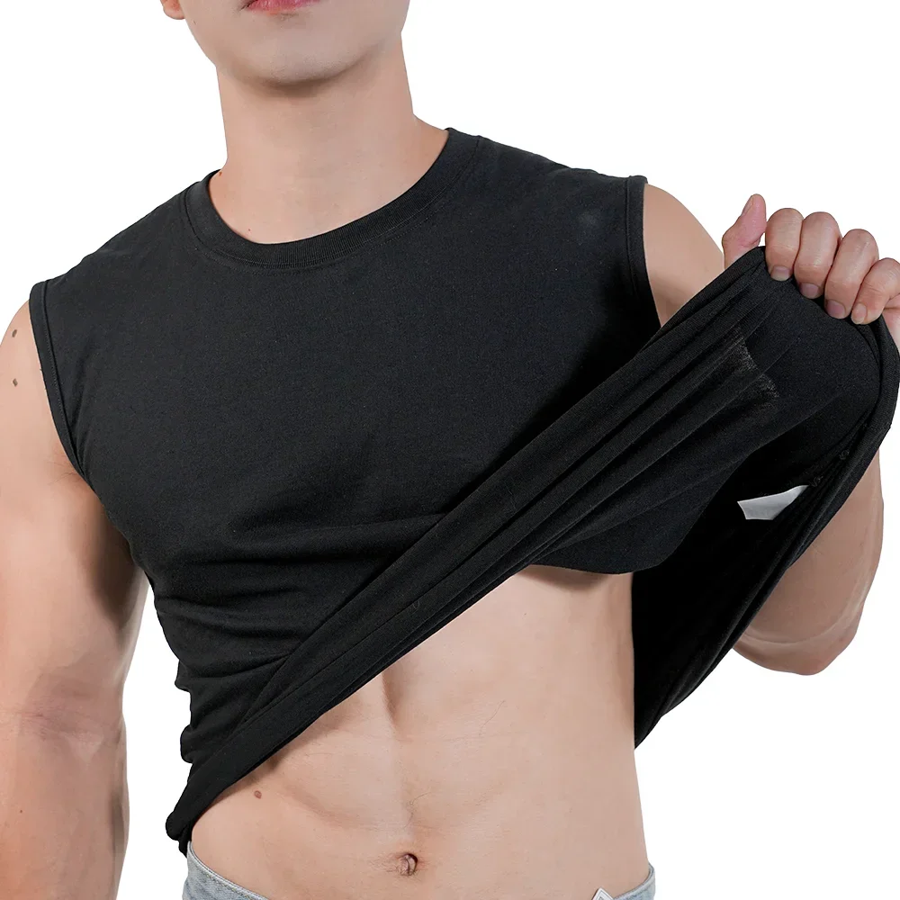 1PC Men\'s Athletic Tank Top 100% Cotton White O Neck Sleeveless Tee Breathable Casual Sports Undershirt Summer GYM Wear 50-95kg