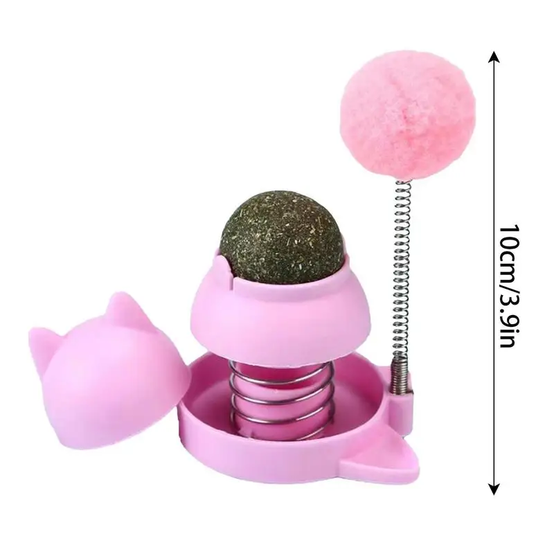 Rotatable Catnip Ball With Spring Ball Kitten Candy Licking Snacks Catnip Bubbles Lickables Cat Accessories For Teeth Cleaning