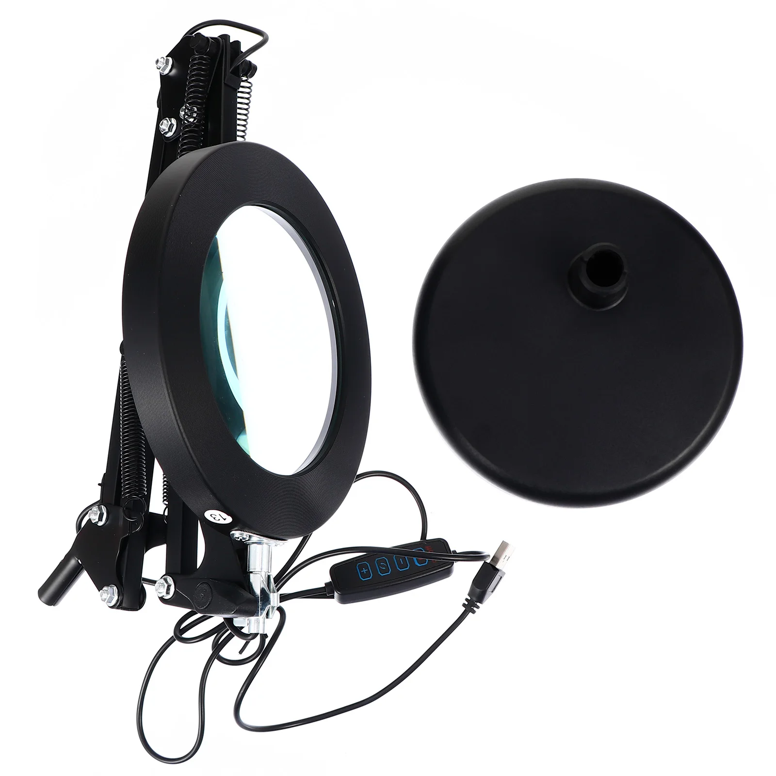 

1 Set Led Magnifying Lamp 5X Magnifier Foldable Desk Clamp Adjustable Light Shadow-Free Flexible Arm Professional Magnifying