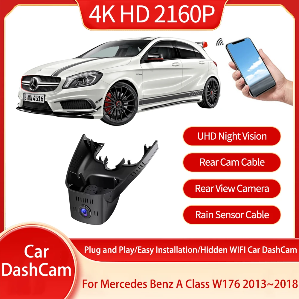 For Mercedes Benz A Class W176 MK3 2013~2018 2014 4K HD Night Vision Driving Recorder Camera Plug And Camera Play Accessories