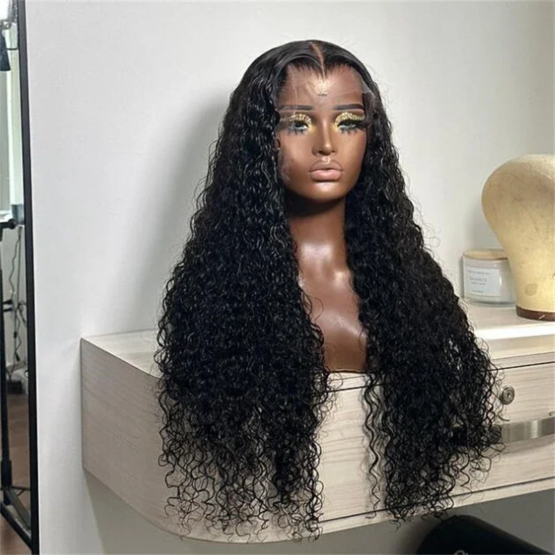 

Natural Black 26Inch 180Density Kinky Curly Lace Front Wig For Black Women BabyHair Preplucked Heat Resistant Daily Wig