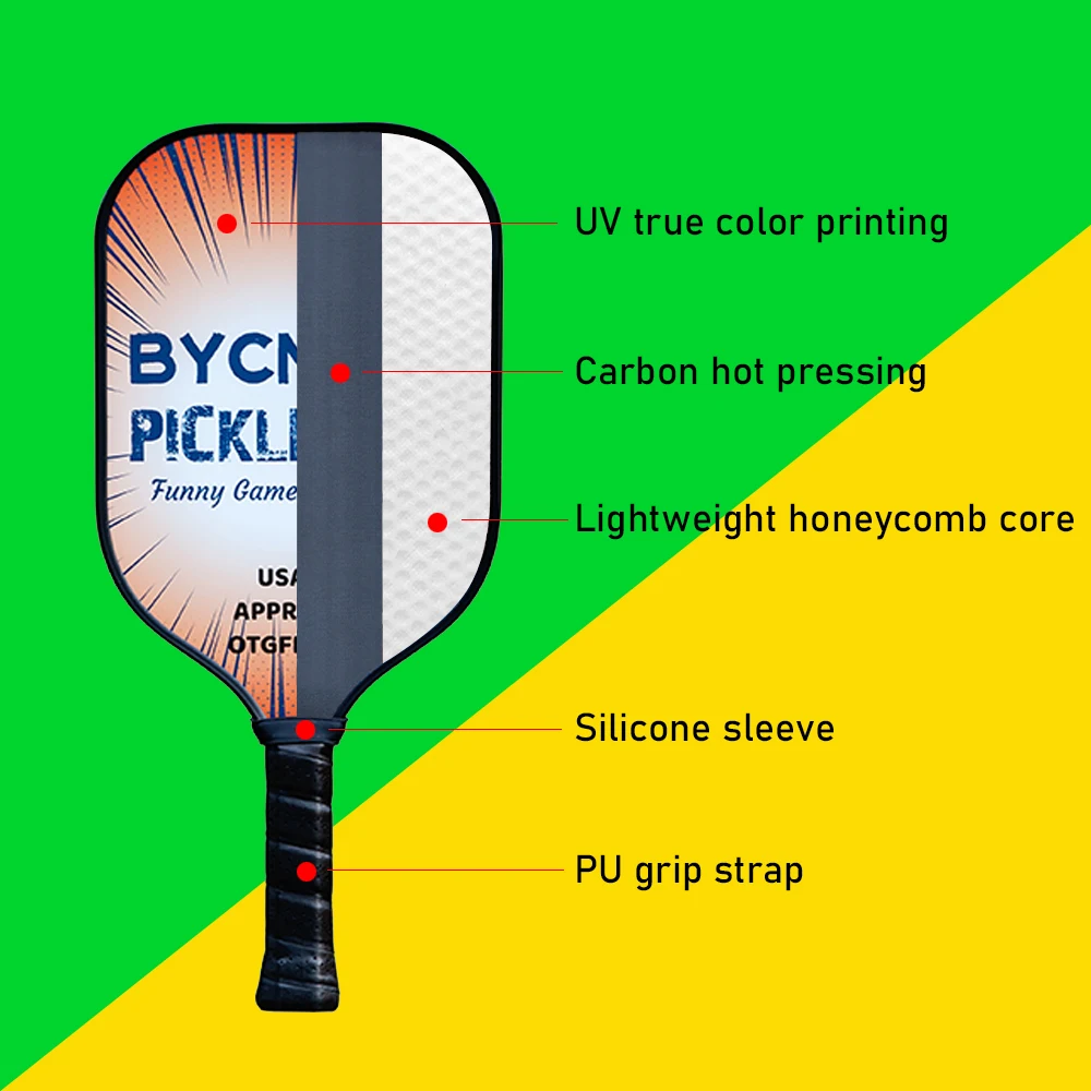 BYCNXMC  Thermoformed Unibody T800 Raw Carbon Fiber Pickleball Paddle Spin Textured Surface With Foam Edge