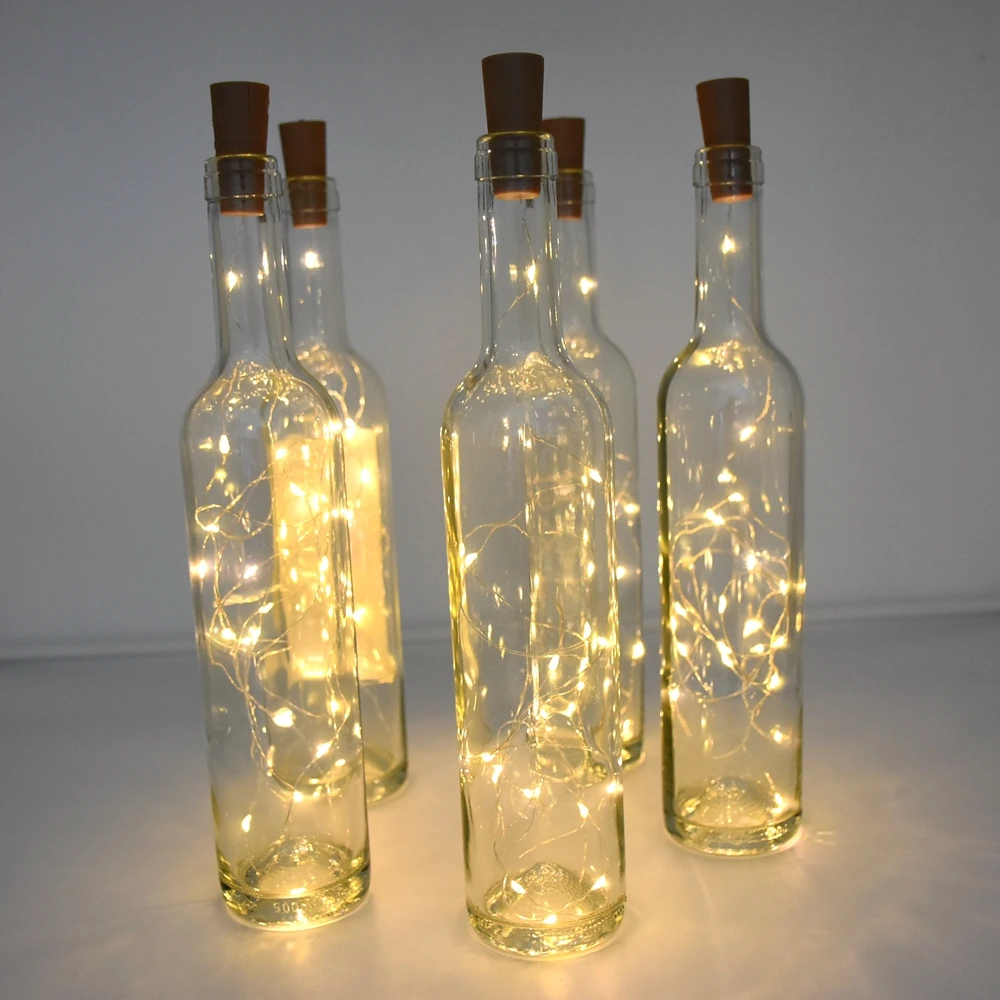 1 string LED wine bottle light, battery powered, decorative mini copper wire fairy tale light, bottle decorative light