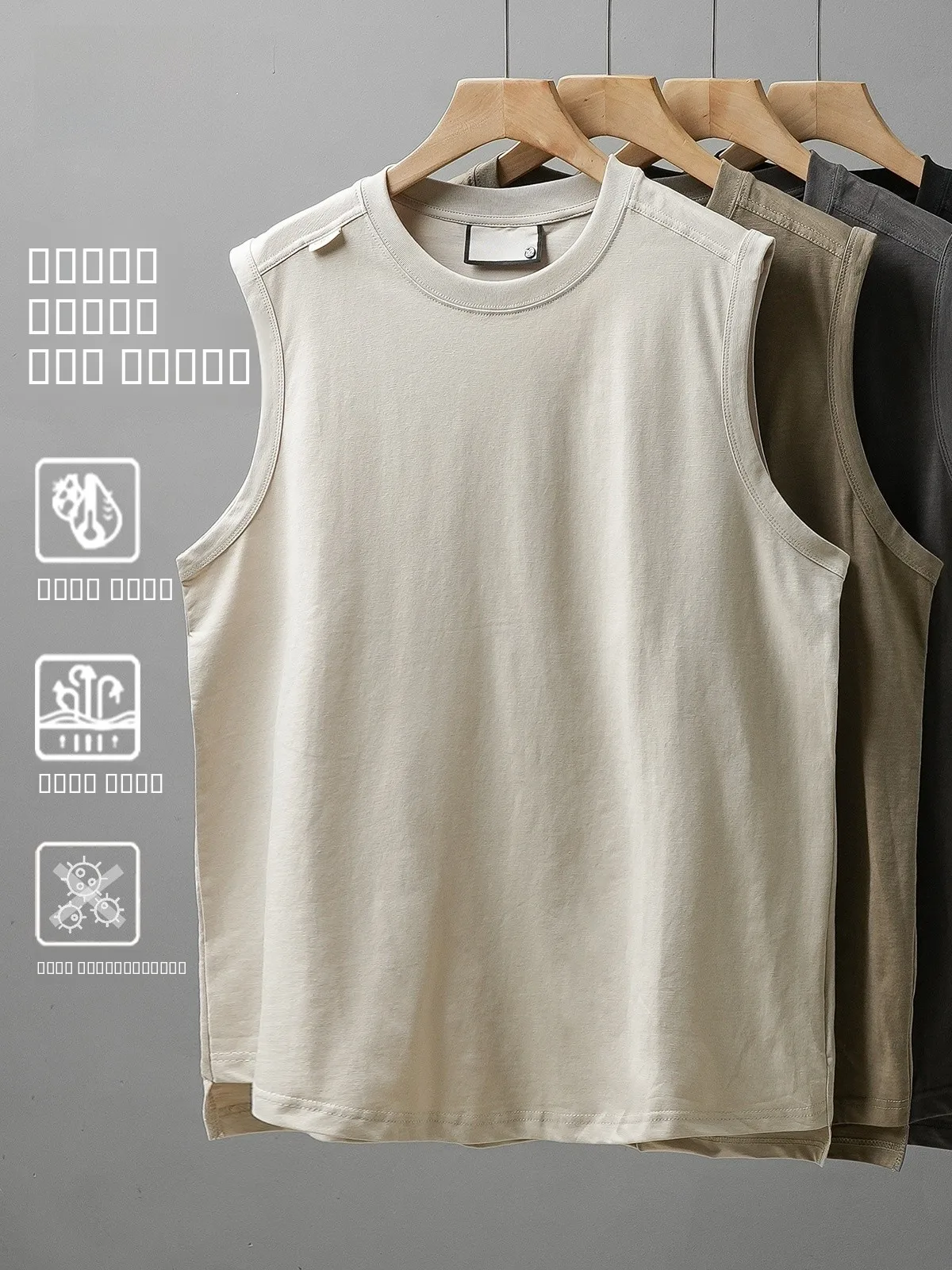 

American Sle Heavyweight Bamboo Cotton Svel Vest Men's Summer Loose Breathable Fitn Sweatirt Tank Top T-irt Ou...