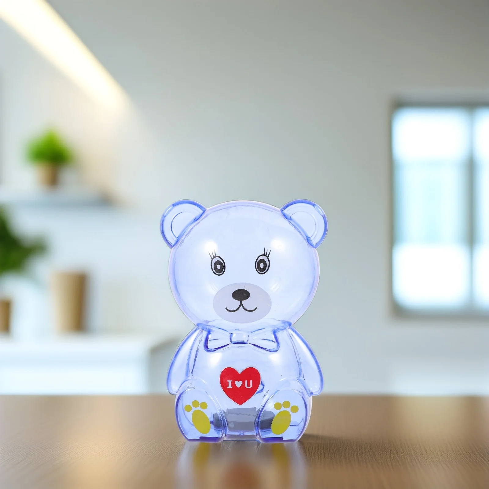 2 pçs transparente urso cofrinho inquebrável moeda caixa de dinheiro desktop pote de poupança crianças compacto banco de poupança para meninas idades 8-12