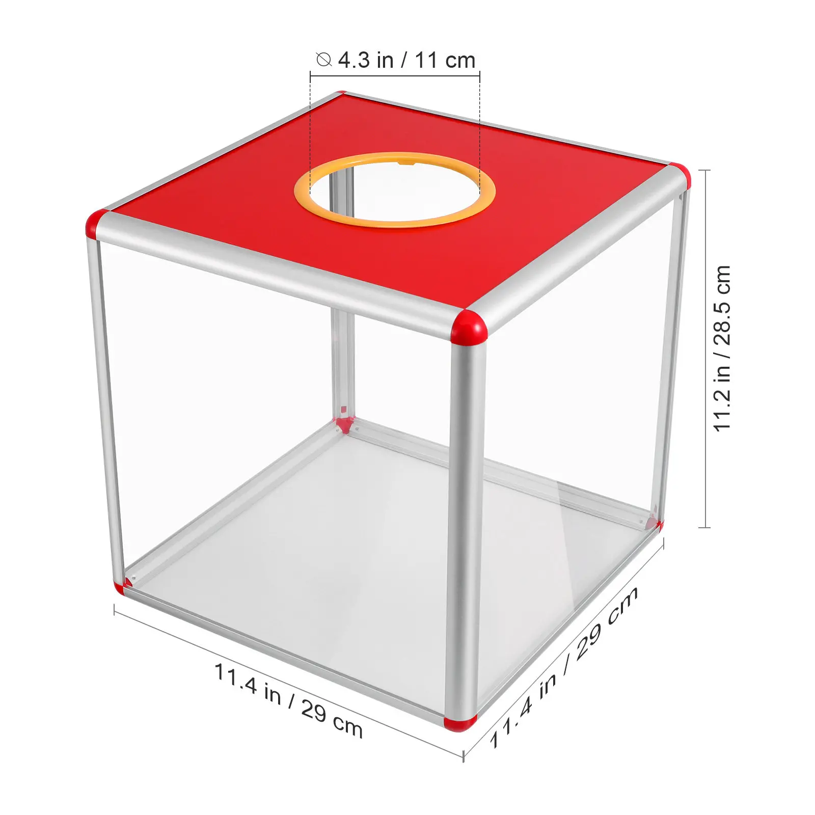 Metal Lottery Box Heavy Duty Cubic Ballot Donation Suggestion Card Holder for Office Party Events Outdoor Indoor Use Raffle