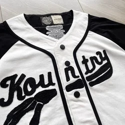 24ss Loose Kapital Baseball Short Sleeve Shirt Men Women 1:1 Best Quality Bone Embroidery Letter Shirts