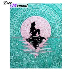 Ever Moment 3D Daimond Painting Girl Meditation Yoga 5D Rhinestone Art DIY Diamond Embroidery Full Portrait Mosaic Decor ASF876