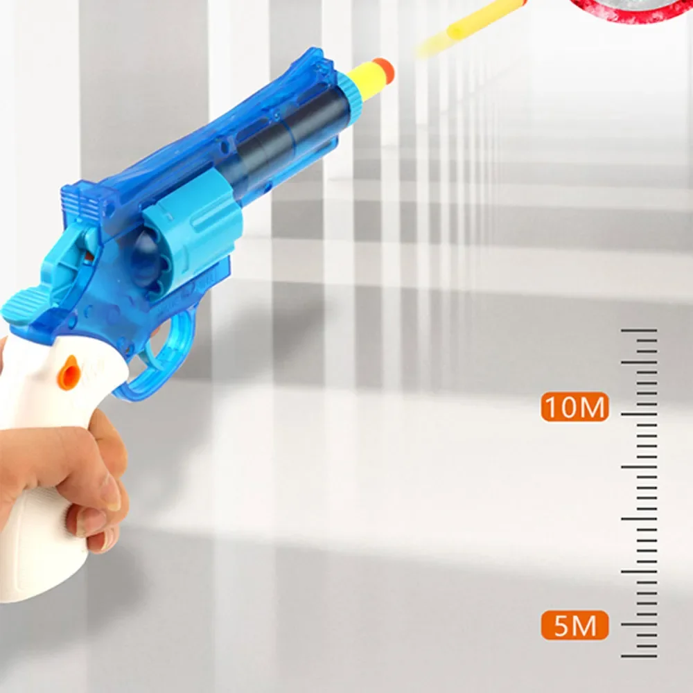 Children\'s Toys Gun Decompression Toys Pistol Revolver 2 IN 1 Soft Bullet Gun Empty Hanging Revolver Launcher Toy Gifts for Kids