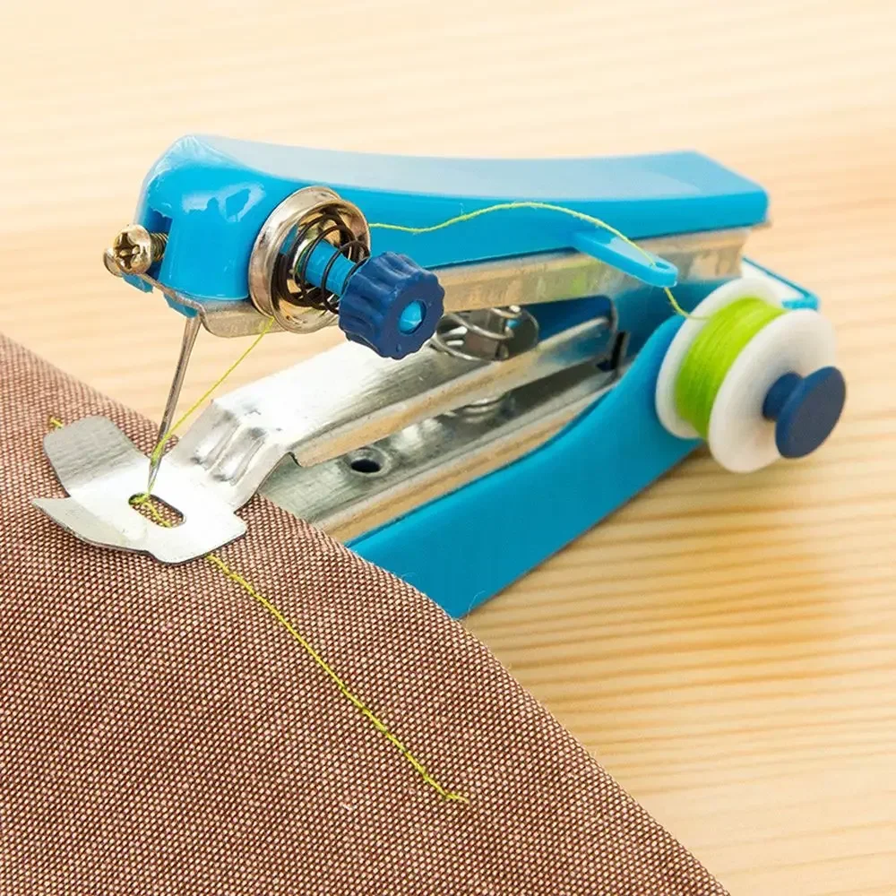 Portable Mini Manual Sewing Machine Simple Operation Sewing Tools Handheld Apparel Cloth Fabric Handy Quick Needlework Tool