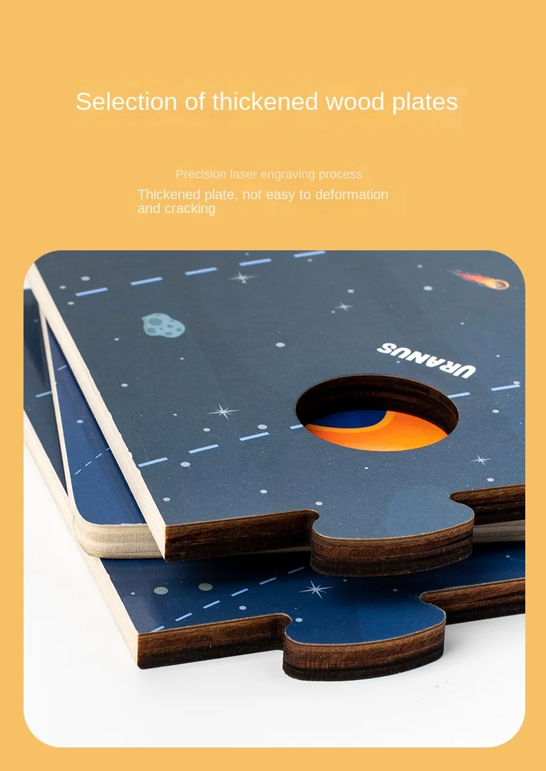 Holzplanetenmodelle, die acht Planeten des Sonnensystems, Planetenidentifikation, wissenschaftliche Entdeckungsspielzeuge, Universum-Planetsimulations-Spielzeuge enthüllen den Kindern die Geheimnisse des Sonnensystems. – Detail 6