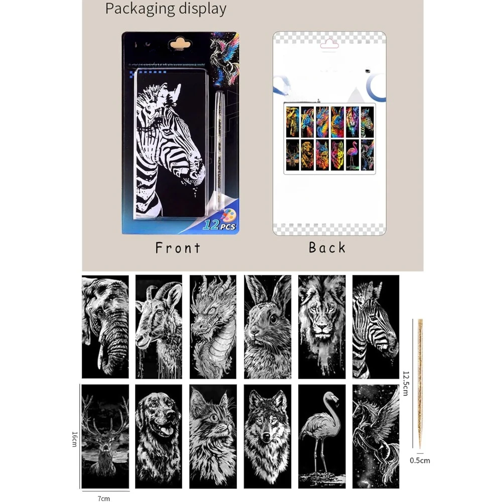 스크래치 아트 무지개 그림 책갈피 세트 - 창의 예술 및 공예 - 성인 및 어린이용, 스크래치 그림 종이 공예 세트