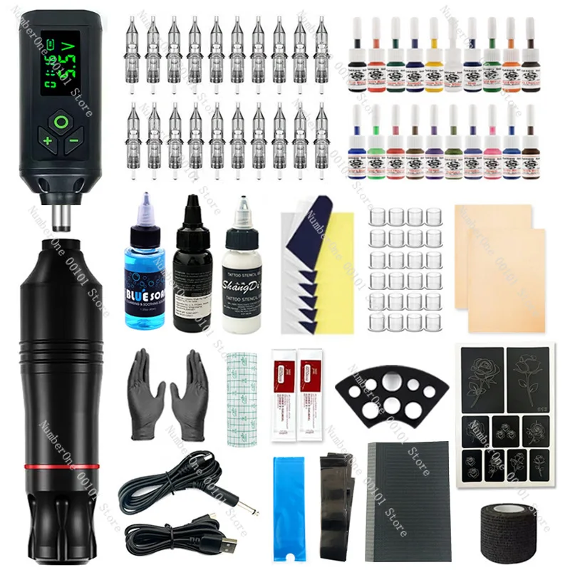 Practice Wireless Tattoo Kit With Battery Display Diamond Motor PMU Permanent Makeup Machine Rechargeable Rotary Pen Set