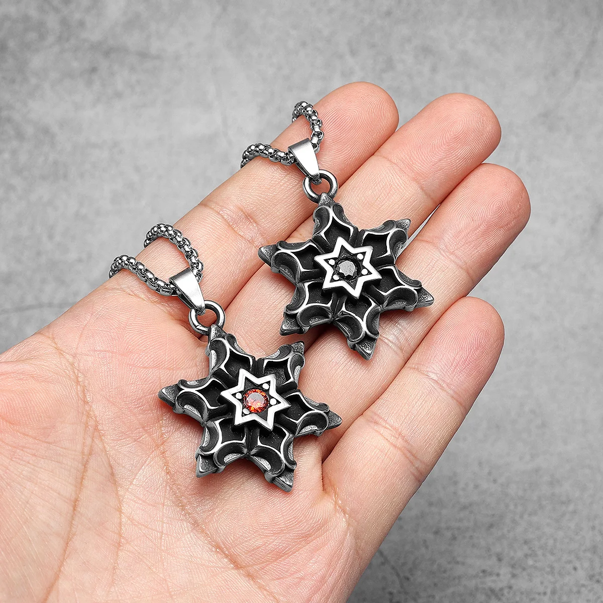 Star of David Seal of Solomon Amulets Stainless Steel Men Necklaces Pendant Chain Punk For Women Fashion Jewelry Gifts Wholesale