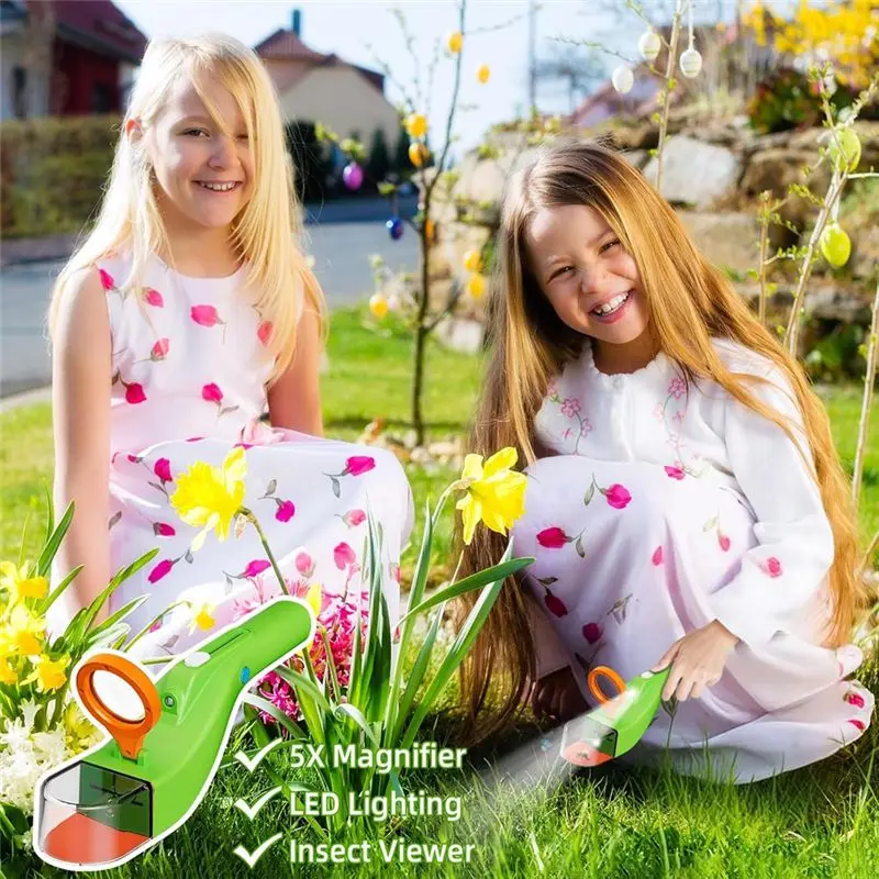 PZHI Spider Catcher Insect Trap with LED Light No-Touch Bug Vacuum for Kids Indoors Outdoors Green