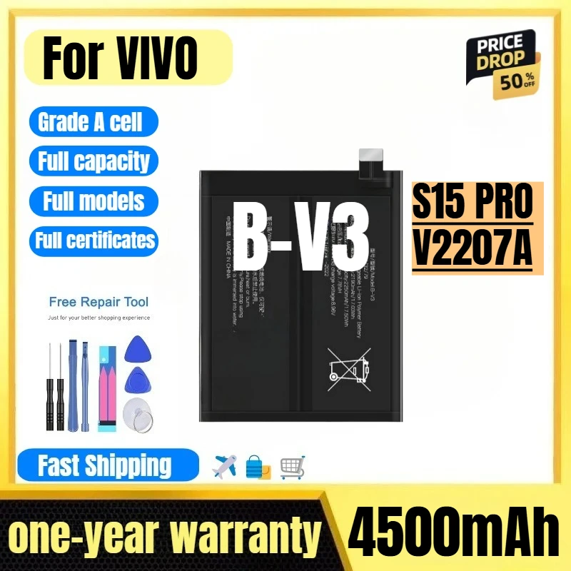 

B-V3 for VIVO S15 PRO/V2207A Mobile Phone Battery 0 Cycle High Quality High Capacity Replacement Bateria Grade A Cell with Tools