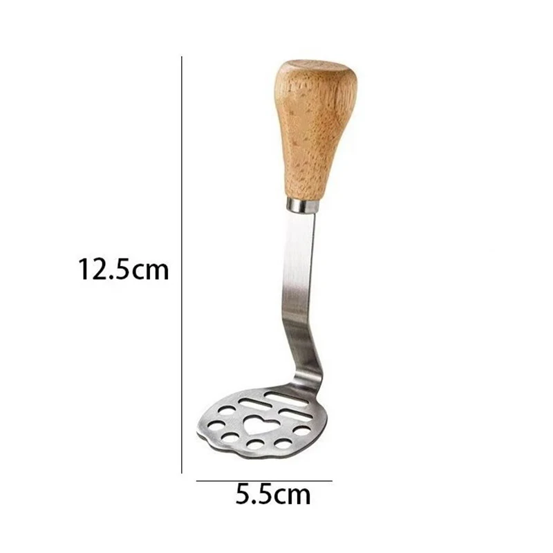 Stainless Steel Wooden Handle Bear Masher Potato Masher Kitchen Tool Sweet Potato Fruit Masher Crushed Potato
